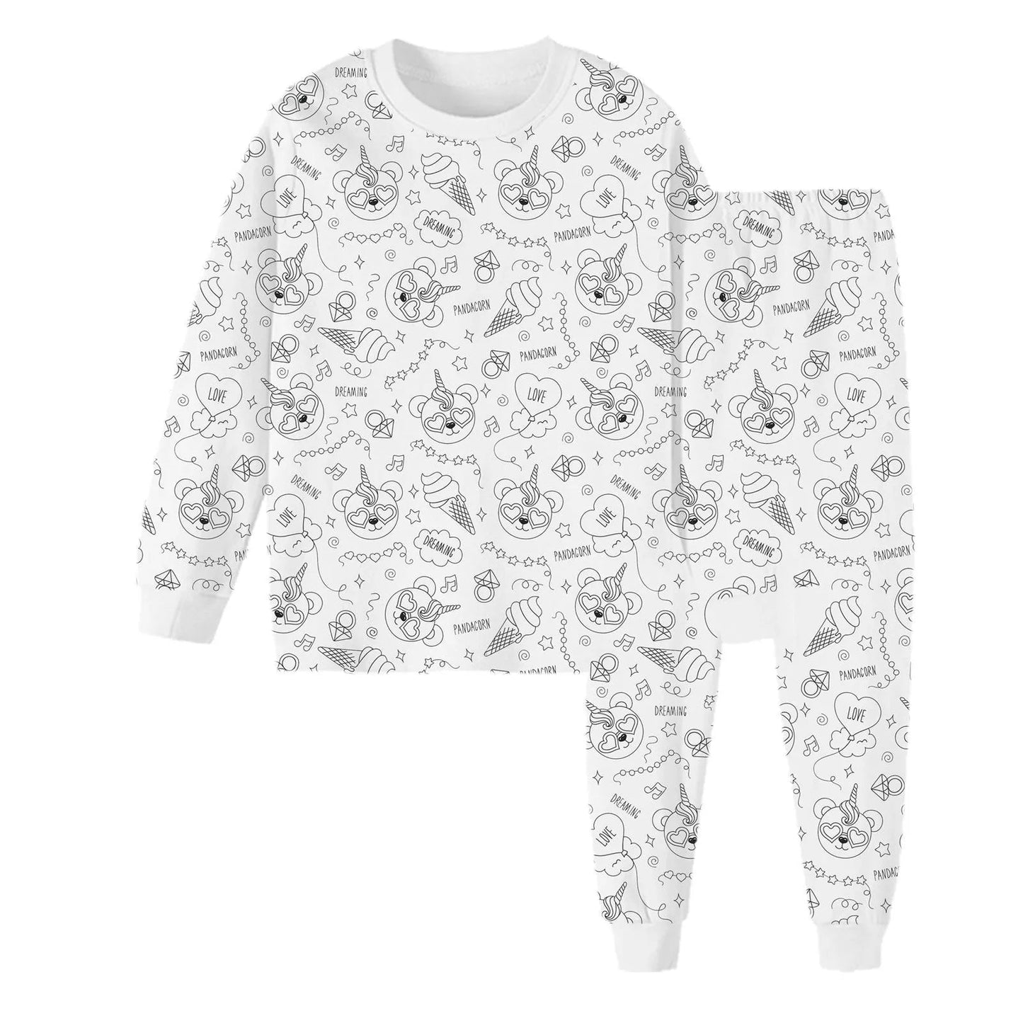 Kids Bamboo Colorable Pajamas | Pandacorn Theme | 2-Piece Set