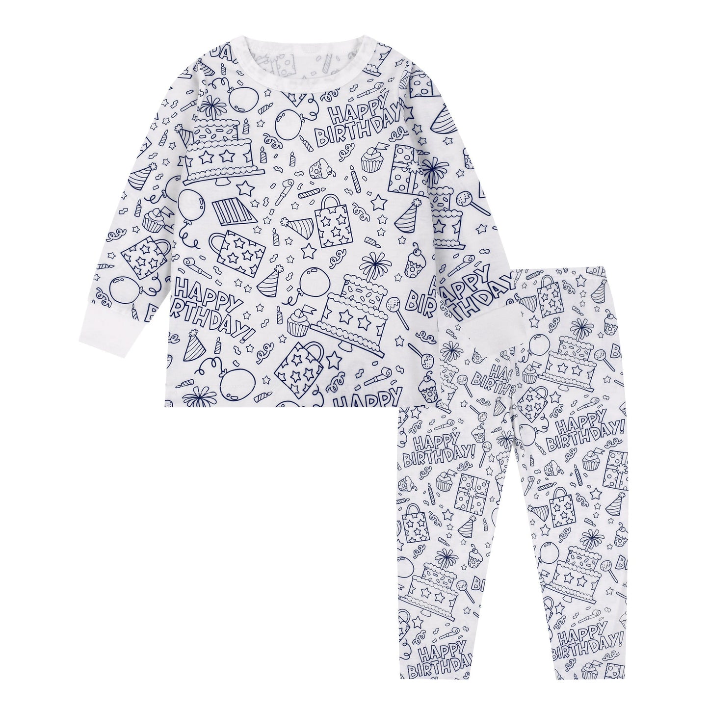 Kids Bamboo Colorable Pajamas | Birthday Theme | 2-Piece Set