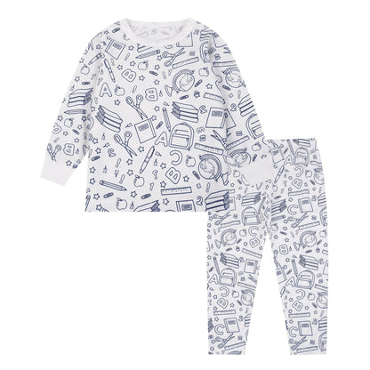 Kids Bamboo Colorable Pajamas | School Days Theme | 2-Piece Set