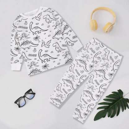 Kids Bamboo Colorable Pajamas | Dinosaurs Theme | 2-Piece Set