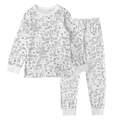 Kids Bamboo Colorable Pajamas | Barn Theme | 2-Piece Set
