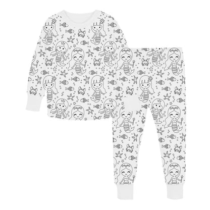 Kids Bamboo Colorable Pajamas | Mermaid Theme | 2-Piece Set