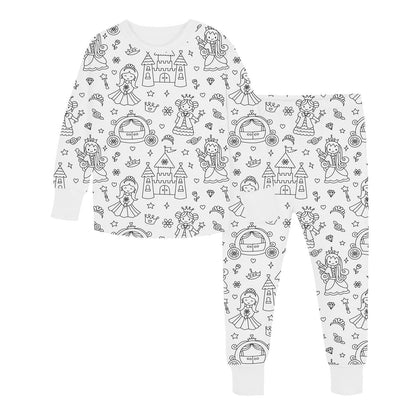 Kids Bamboo Colorable Pajamas | Princess Theme | 2-Piece Set