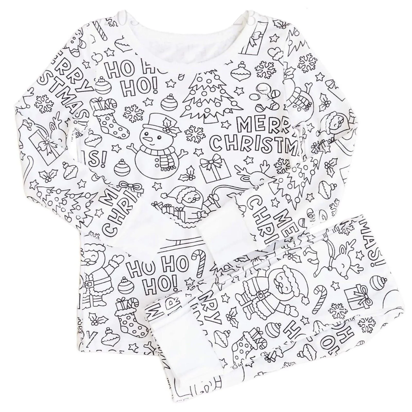 Kids Bamboo Colorable Pajamas | Snowman Theme | 2-Piece Set