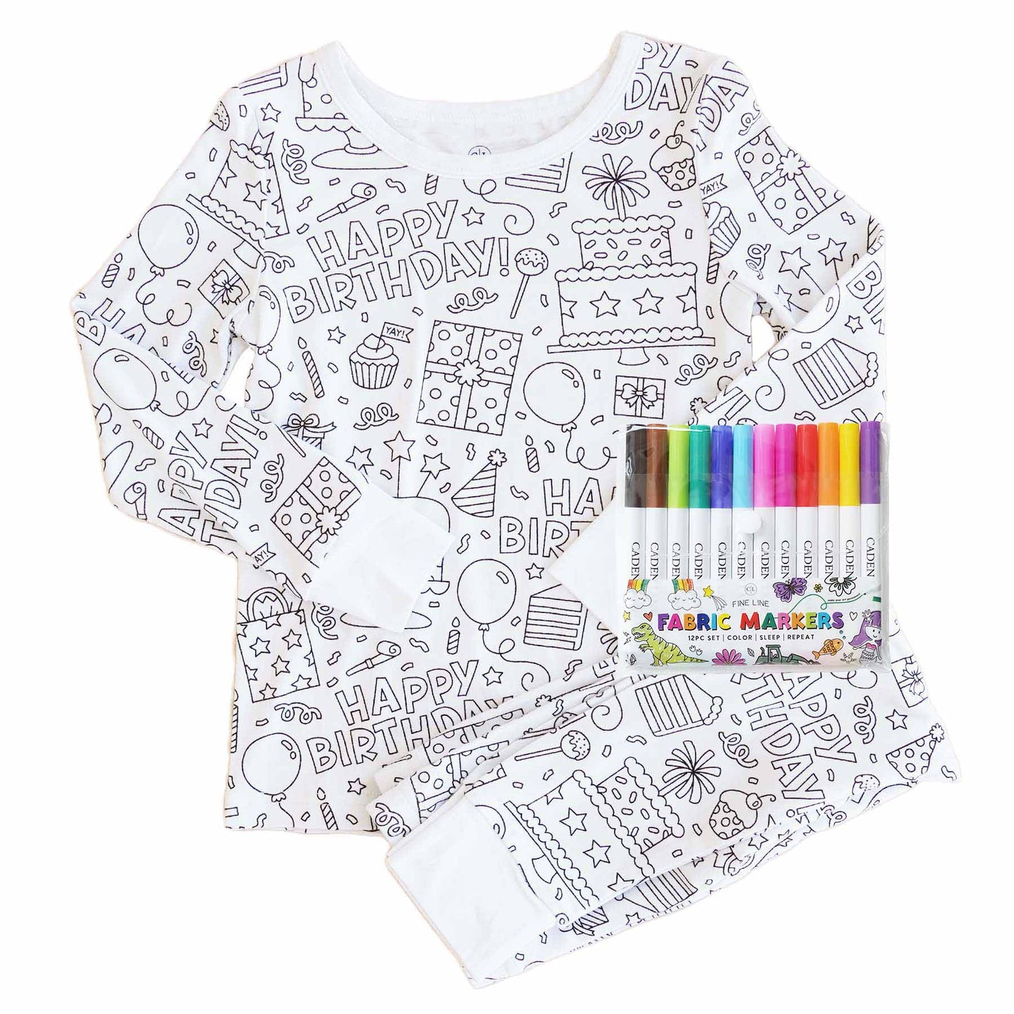 Kids Bamboo Colorable Pajamas | Birthday Theme | 2-Piece Set
