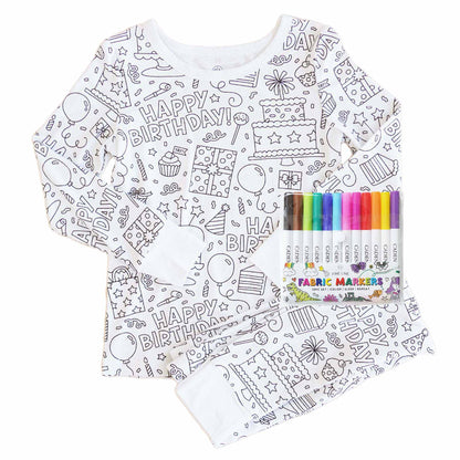 Kids Bamboo Colorable Pajamas | Birthday Theme | 2-Piece Set
