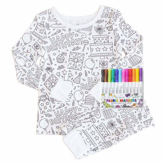 Kids Bamboo Colorable Pajamas | Birthday Theme | 2-Piece Set
