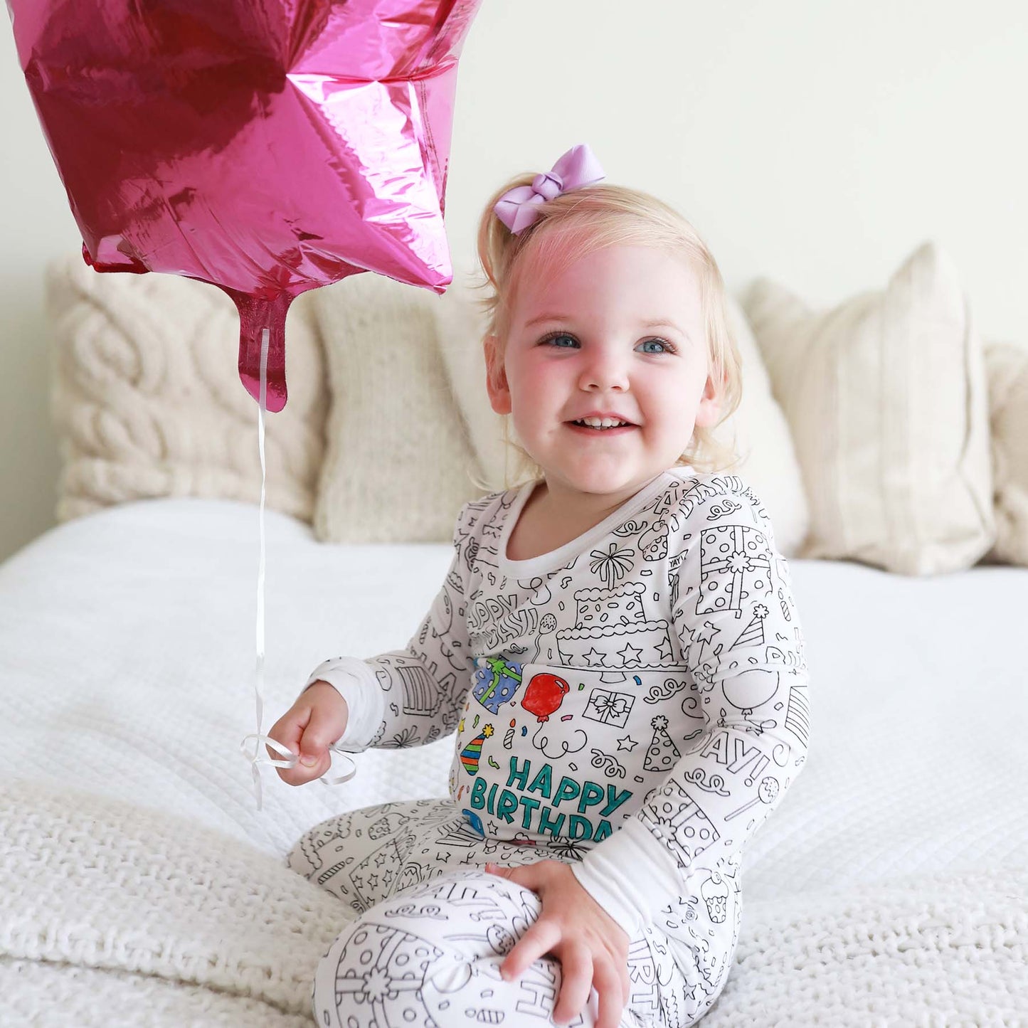 Kids Bamboo Colorable Pajamas | Birthday Theme | 2-Piece Set